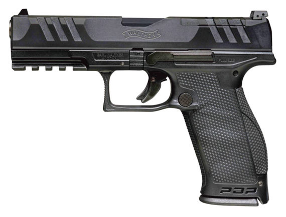 Walther Arms 2844001 PDP Optic Ready 9mm Luger Caliber with 5" Barrel, 18+1 Capacity, Black Finish Picatinny Rail Frame, Serrated/Optic Cut Black Steel Slide & Performance Duty Textured Polymer Grip 137186