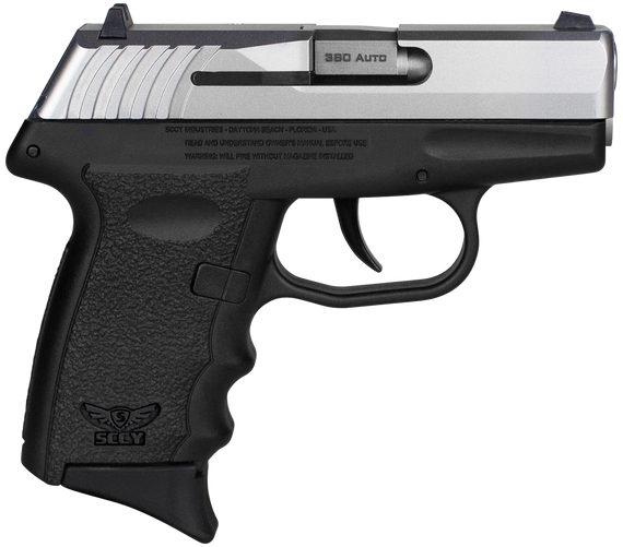 SCCY Industries CPX-3TTBK CPX-3  Sub-Compact Frame 380 ACP 10+1, 3.10" Stainless Quadlock Barrel, Serrated Stainless Steel Slide, Black Polymer Frame w/Finger Grooves, No Safety, Right Hand 144562