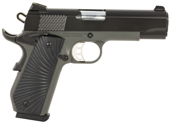 Tisas 10100103 1911 Stingray Carry 45 ACP 8+1 4.25" Stainless Steel Barrel, Black Cerakote Serrated Slide, Dark Gray Cerakote Aluminum Frame w/Beavertail, Black Sunburst G10 Grips 152708