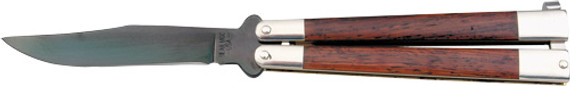BEAR & SON BUTTERFLY KNIFE3.5" ROSEWOOD BLACK BLADE CB17