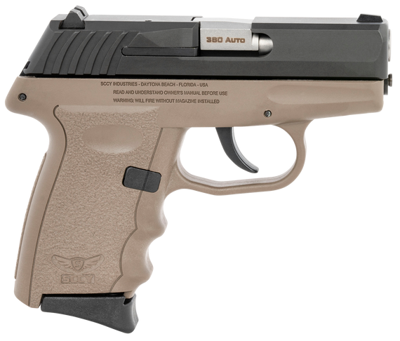 SCCY Industries CPX-3CBDE CPX-3  380 ACP 10+1 3.10" Flat Dark Earth Polymer Serrated Black Nitride SS Slide Finger Grooved FDE Polymer Grip 144558