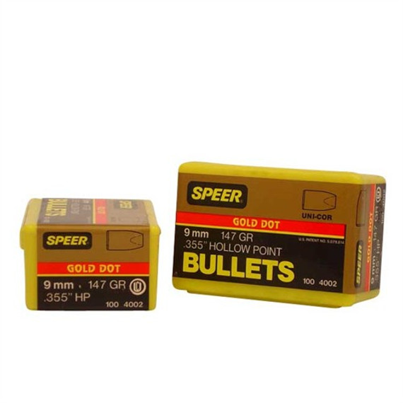SPEER BULLET 9MM .355 147GR GDHP GOLDDOT HP 250209014