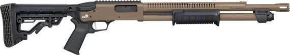 MOSSBERG 590R TACTICAL 12GA18.5" 6RD ADJ STK CYL FDE G50756