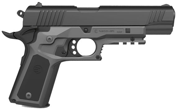 Recover Tactical CC3P0401 Frame Grip  Gray Polymer Frame with Interchangeable Black & Gray Panels for Standard Frame 1911 142067