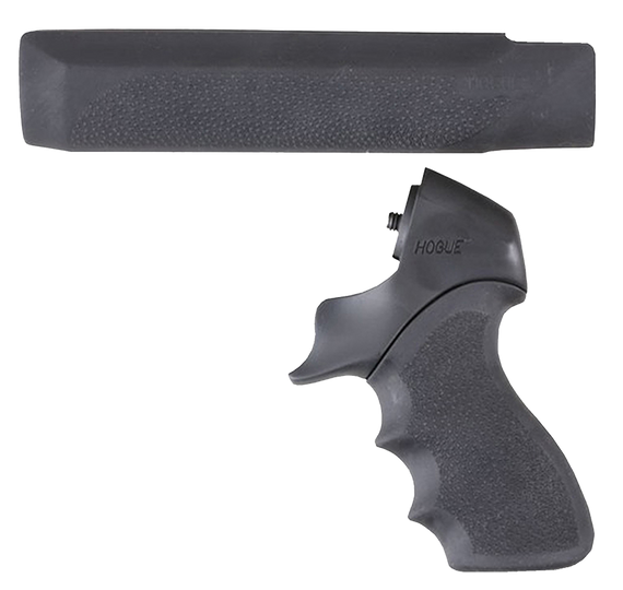 Hogue 05015 OverMolded Tamer Pistol Grip & Forend Black Rubber with Finger Grooves, Polymer Forend for Mossberg 500 12  Gauge 82530