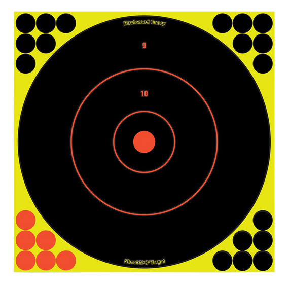 Birchwood Casey 34022 Shoot-N-C Reactive Target Self-Adhesive Paper Black/Yellow/Red 12" Bullseye 12 Pack 29422
