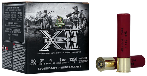 HEVI-Shot HS18434 HEVI-Bismuth Waterfowl 28Gauge 3" 1oz 4Shot 25 Per Box/10 Case 158930