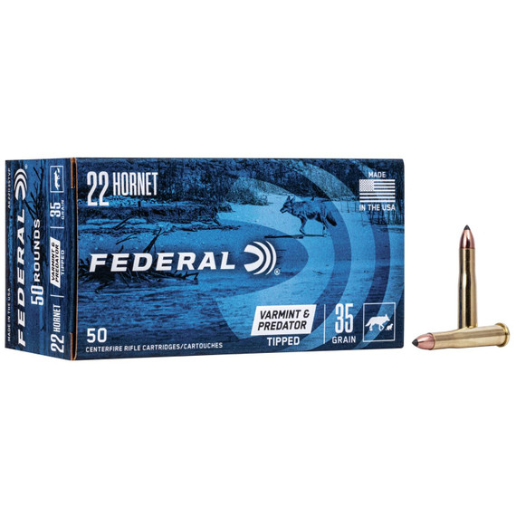 Federal American Eagle Varmint & Predator Rifle Ammunition .22 Hornet 35 gr Vtip 3000 fps 50/ct FAAE22H35TVP