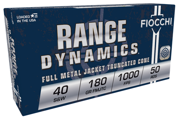 Fiocchi 40SWD Range Dynamics  40S&W 180gr Full Metal Jacket Truncated Cone 50 Per Box/20 Case 34105