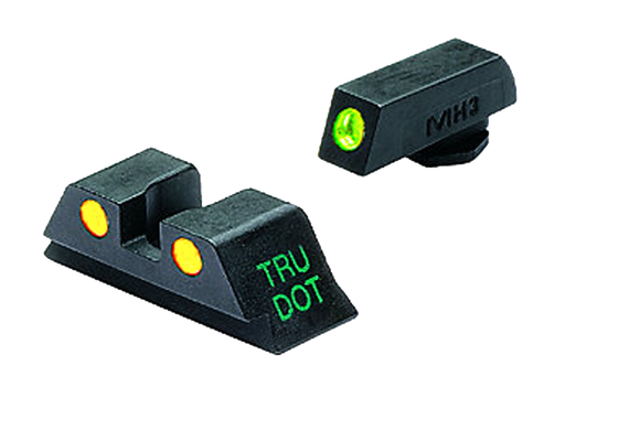 Meprolight USA 102243201 Tru-Dot Sight Set Green Tritium Front/Yellow Tritium White Rear Sight Compatible w/Glock 17/17L/19/22/23 99124