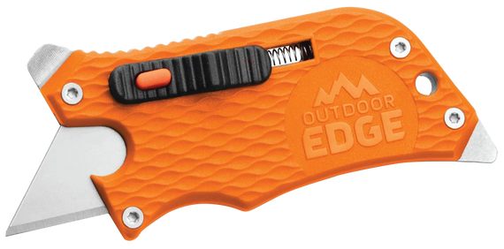 Outdoor Edge SWB10C SlideWinder  3.50" Long, Plain Utility Blade, Orange GNR/SS Handle, Screwdriver, Bottle Opener 166105