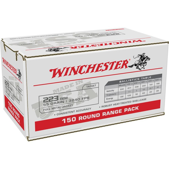 Winchester USA Lake City Rifle Ammunition .223 Rem 55 gr. FMJ 3240 fps 150/ct WNW223150