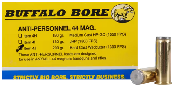 Buffalo Bore Ammunition 4J20 Anti-Personnel Strictly Business 44Rem Mag 200gr Hard Cast Wadcutter 20 Per Box/12 Case 82219