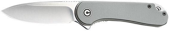 Civivi Knives C907B Elementum  2.96" Folding Tanto Plain Black Stonewashed D2 Steel Blade, 4.03" Gray Textured Micarta Handle 179405
