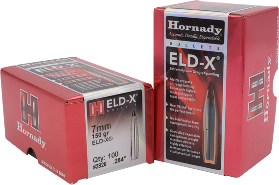 Hornady 2826 ELD-X  7mm .284 150 gr Extremely Low Drag eXpanding 100 Per Box/ 15 Case 23091