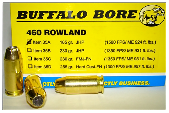 Buffalo Bore Ammunition 35A20 Personal Defense Strictly Business 460Rowland 185gr Jacket Hollow Point 20 Per Box/12 Case 42246