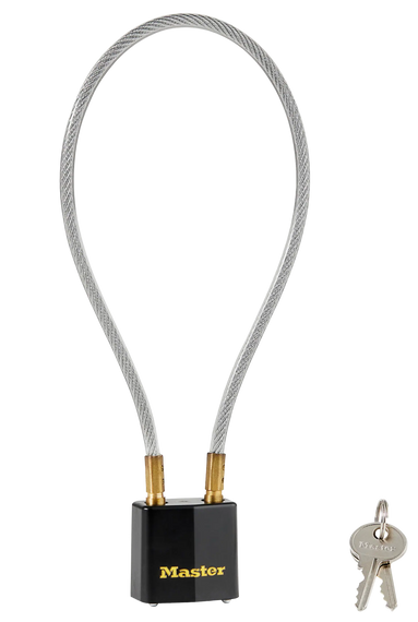 Master Lock 99DSPT Cable Lock  Open With Key Black & Gold Steel 14" 141563