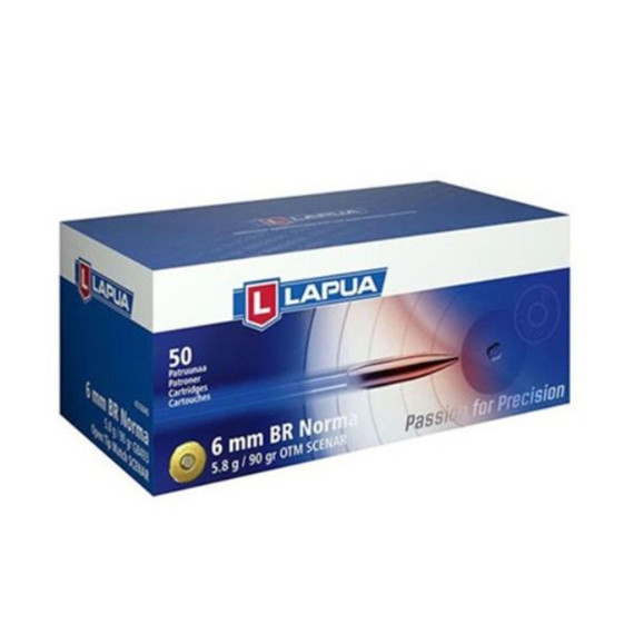 Lapua OTM Rifle Ammo 6mm BR Norma 90 gr Scenar-L 50/ct LP4316044