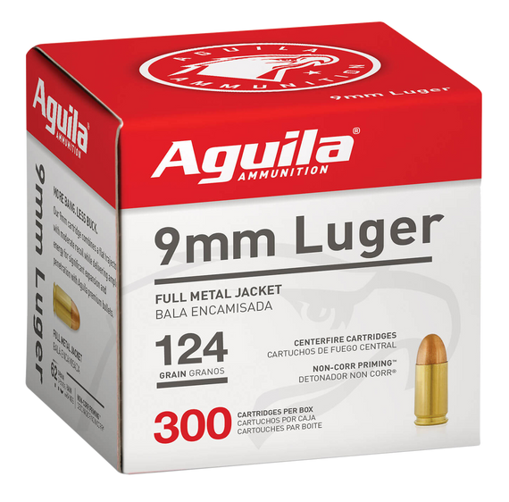 Aguila 1E092108 Target & Range Handgun 9mm Luger 124gr Full Metal Jacket 300 Per Box/4 Case 138312
