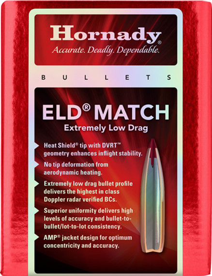 HORNADY BULLETS 6MM .243</br>109GR ELD-MATCH 500CT 6BX/CS HDY245301