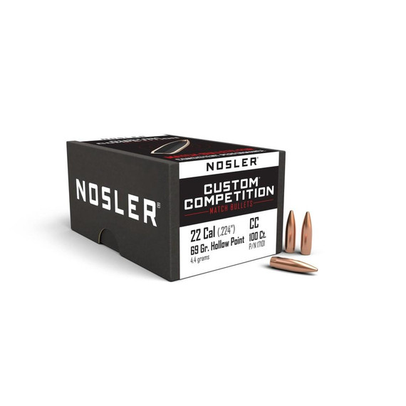 Nosler Custom Competition Bullets .22 cal .224" 69 gr HPBT 100/ct NO17101
