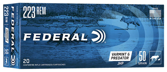Federal AE223G American Eagle Varmint & Predator 223Rem 50gr Jacketed Hollow Point 20 Per Box/25 Case 67320