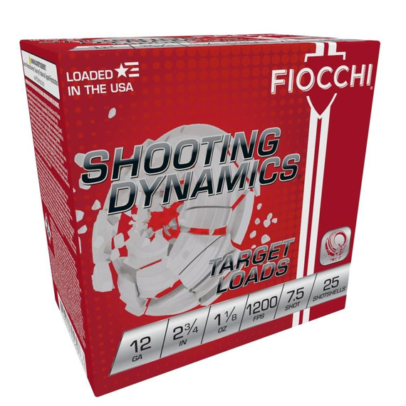 Fiocchi Shooting Dynamics Shotshells 12ga 2-3/4 in 1-1/8 oz #7.5 1200 fps 25/ct XN12SD18H7