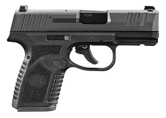 FN 66101412 Reflex  Micro-Compact Frame 9mm Luger 10+1, 3.30" Black Target Crown Steel Barrel, Black PVD Serrated Steel Slide & Polymer Frame w/Picatinny Rail, Ambidextrous 155190