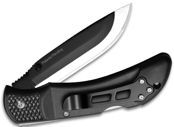 Outdoor Edge OX10C Onyx  3.50" Folding Plain 420J2 Stainless Steel Blade/Black Trimond Textured Polymer Handle 141388