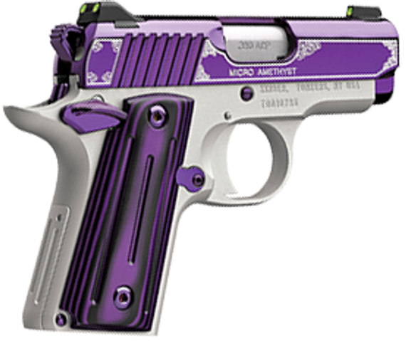 Kimber Mfg.,inc 3300160 Micro Amethyst NS 380 ACP 7+1 2.75" Amethyst purple PVD Stainless Steel Slide Satin Silver G10 Grip 170621