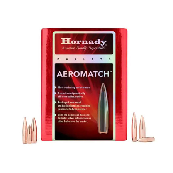 Hornady Aeromatch Rifle Bullets 22 CAL .224 77 HPBT W/C  (1-9") 100 RDS HO22777