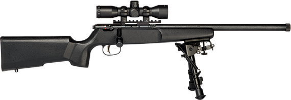 Savage Arms 13824 Rascal Target XP Youth 22 LR 1rd 16.12" Barrel, Matte Blued Metal Finish, Matte Black Synthetic Stock Includes 4x32mm Scope & Bipod 104506