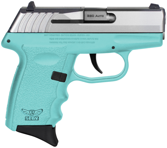 SCCY Industries CPX-3TTSB CPX-3  Sub-Compact Frame 380 ACP 10+1, 3.10" Stainless Quadlock Barrel, Serrated Stainless Steel Slide, SCCY Blue Polymer Frame w/Finger Grooves, No Safety, Right Hand 144565