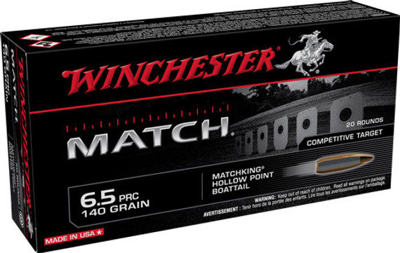 WINCHESTER MATCH 6.5 PRC140GR BTHP 20RD 10BX/CS AS65PM