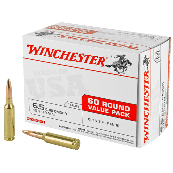 WINCHESTER 6.5 CREEDMOOR USA TARGET FMJOT 125 GR 60 RD/BX 4 BX/CS WINCUSA65CMVP
