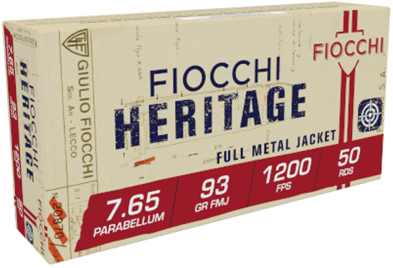 FIOCCHI HERITAGE 30LUGER/7.65 93G FMJ 50RD BX 1000RD CASE FIOC765A