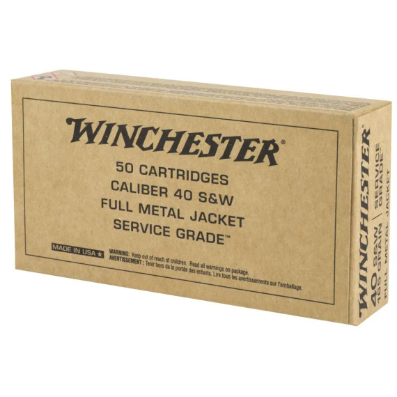 WINCHESTER SERVICE GRADE 40SW 165G FMJ 50RD BX 500RD CASE WINCSG40W