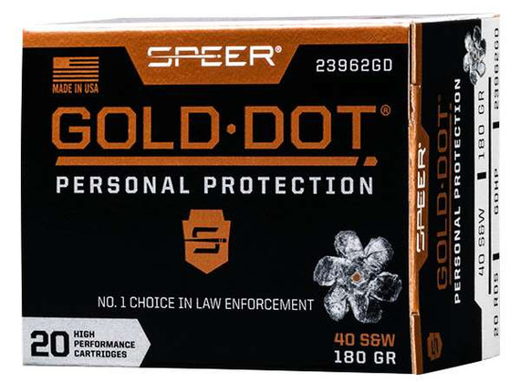 SPEER 40 S&W 180 GR GDHP AMMO 20 RD/BX 10 BX/CS SPEE23962GD