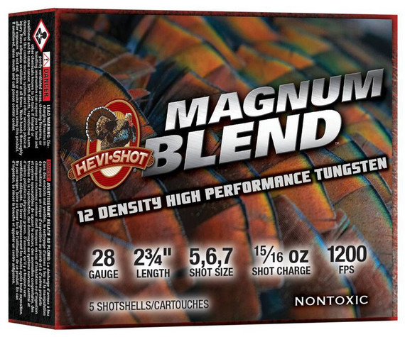 HEVI-SHOT MAGNUM BLEND 28GA 2-3/4IN 15/16OZ #5 #6 #7 5 RD/BX 10 BX/CS HEVIHS28340