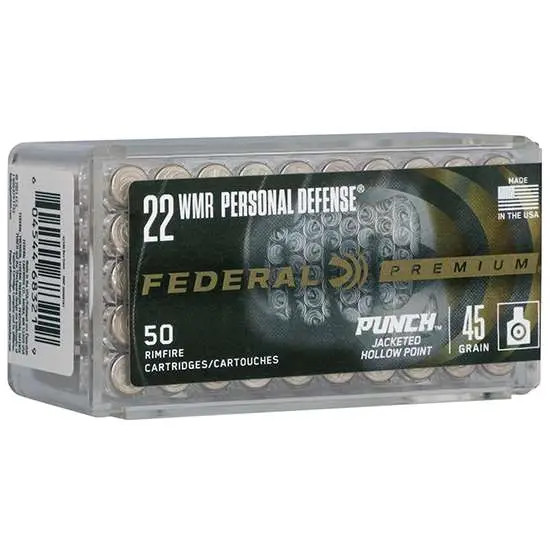 FEDERAL 22 MAG PUNCH 45GR JHP "PERSONAL DEFENSE" 50 RD/BX 60 BX/CS FEDEPD22WMR1