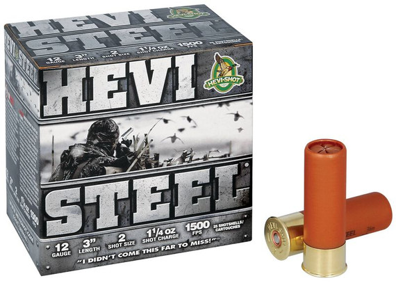 HEVI-SHOT HEVI-STEEL 12GA 3IN 1-1/4OZ #2 25 RD/BX 10 BX/CS HEVIHS60002 HEVI-SHOT HEVI-STEEL 12GA 3IN 1-1/4OZ #2 25 RD/BX 10 BX/CS HEVIHS60002
