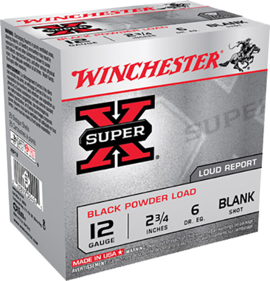 WINCHESTER 12 GA 2-3/4" SUPER-X BLANK – SMOKE & NOISE 25 RD/BX 10 BX/CS WINCXBP12W