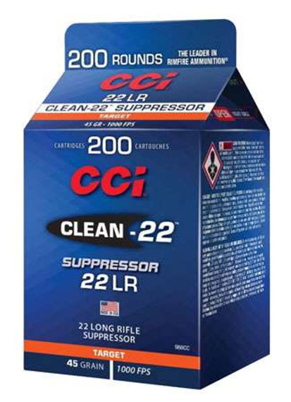 CCI 22 LR SUPPRESSOR CLEAN-22 BLK 45GR LRN 200 RD/BX 10 BX/CS CCI980CC