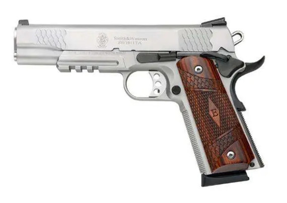SMITH & WSSON 1911 E SERIES S/S 45ACP 5" 8RD TCTL RAIL SMIT108411