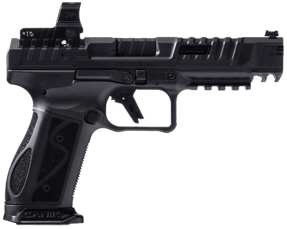 Canik HG7607N SFx Rival-S Full Size Frame 9mm Luger 18+1, 5" Black Steel Barrel, Dark Side Optic Ready/Serrated w/Ports Steel Slide, Steel Frame w/Picatinny Rail, MeCanik MO2 Red Dot, Ambidextrous 150297