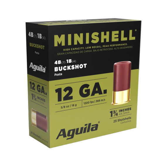 AGUILA 12GA MINI SHELL 1 3/4" 5/8 OZ BUCK 25RD BX 10 BOXES PER CS AGUI1CHB1385