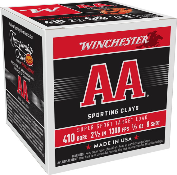 WINCHESTER AA SUPER SPORT 410GA 2.5" #8 SHOT 1/2OZ 25RD BX 250RD CS WINCAASC418