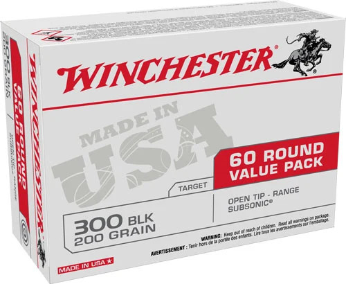 WINCHESTER 300 BLK USA TARGET OPEN TIP 200 GR VALUE PACK 60 RD/BX 4 BX/CS WINCUSA300BXVP