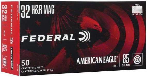 FEDERAL 32 H&R MAG 85GR AMERICAN EAGLE JSP 50 RD/BX 20 BX/CS FEDEAE32HR FEDERAL 32 H&R MAG 85GR AMERICAN EAGLE JSP 50 RD/BX 20 BX/CS FEDEAE32HR