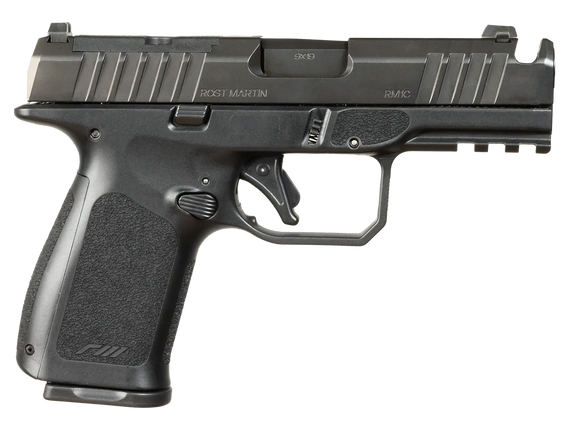 Rost Martin RM1CBLKOSP(COMP) RM1C  9mm Luger 17+1 4" Black Compensated Match Grade Barrel, Black Tenifer Optic Ready/Serrated Steel Slide, Black Polymer Frame w/Picatinny Rail, Textured Grip 173695